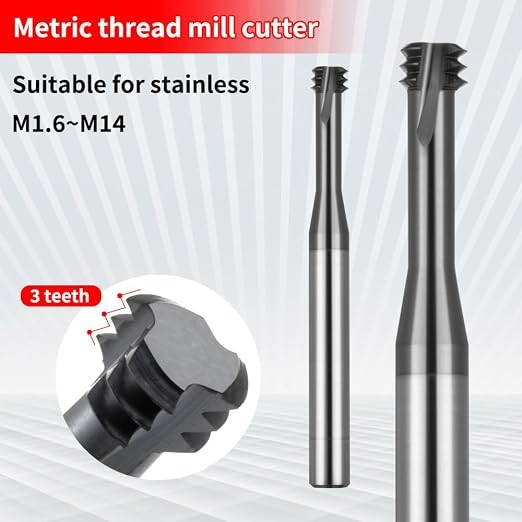 CNC Metric Thread Mill Cutter for Stainless Steel 60 Degrees 5pcs M4×0.7