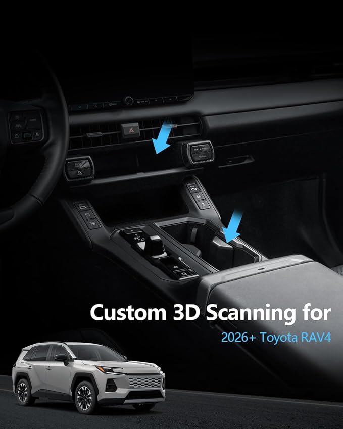 SKTU 2PCS for 2026 Toyota RAV4 Gear Shift Panel for 2026+ Toyota RAV4 (LE/SE/XLE Premium/Woodland/XSE/Limited) Wireless Charging Mat & Gear Shift Panel 2026 RAV4 Accessories Passenger Side Storage Box