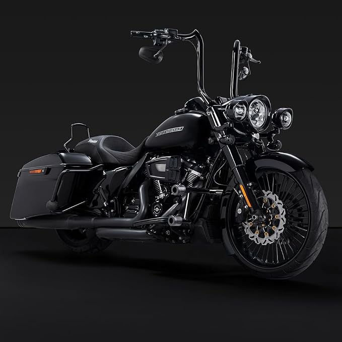 Advanblack ProTek Machined 1.25" Crash Bar Sliders Decorative Wheel Rotatable End For Front Engine Guard Harley Saddlebag Guards (Black CNC w/Carbon Inlay)
