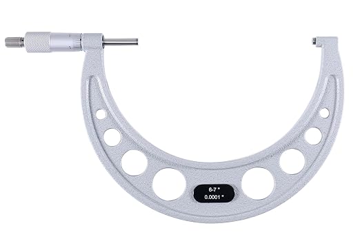 Accusize Industrial Tools Outside Micrometer, 6-7", EG00-0007 | 6-7", Ultra-Precision, Carbide Tipped, M-Type, Resolution 0.0001", Ratchet Friction Thimble, Solid Storage Case