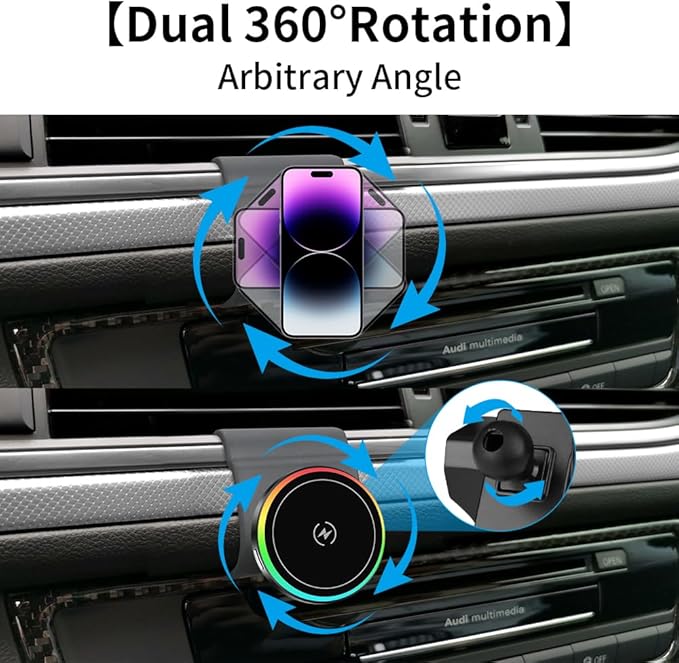 Car Magnetic Phone Mount for Audi A6 S6 A7 S7 RS6 RS7 2012 2013 2014 2015 2016 2017 2018 Auto Interior Accessories Best Cellphone Holder Fast 15W Wireless Charger Cell Phones Charging Stand