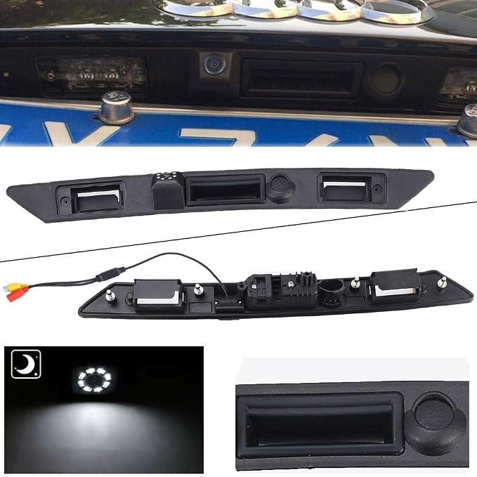 HD Auto 8LED 170° Wide Angle Rear View Reverse Trunk Handle Backup Camera Compatible with Audi A3 8P/8V 8PA S3 V6/A4 B7 S5/sedan/RS4/A5 RS5/A6 C6/A8 S8/Q7/RS3/S4/RS6/Seat Exeo 3R2/V W Plus RS (NO.B)