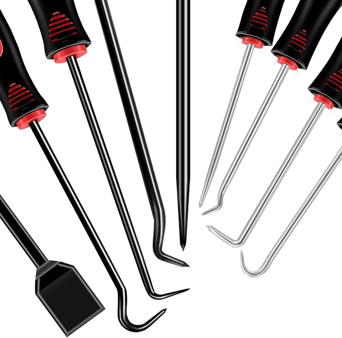 11 Pcs Hook and Pick Set Mechanic, Automotive Pick Tool for Car Oil Seal/O-Ring Seal Hoses Puller Remover Gasket Scraper Magnet Pickup Tool
