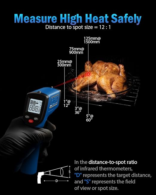 Infrared Thermometer Laser Temperature Gun, Digital Surface Heat Temp Gun Non-Contact for Cooking Food, Pizza Oven, Griddle Meat, Refrigerator, HVAC, Grill, Engine -58℉~752℉