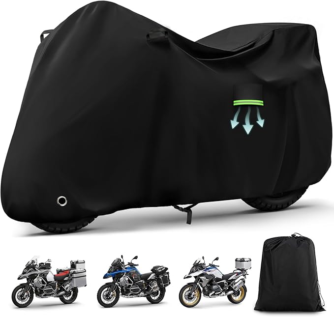 Motorcycle Cover Waterproof for BMW R1300GS/R1250GS/F900GS/Adventure with Trunk Model, Heavy Duty Outdoor Sun Rain UV Dust All Weather Protection Motorbike Cover with Soft Cotton Lining & Lock Hole