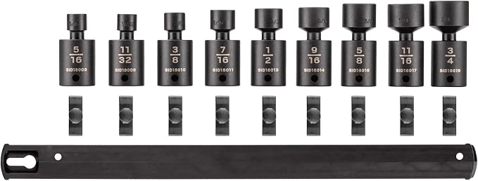 TEKTON 3/8 Inch Drive Universal Joint Impact Socket Set, 9-Piece | SID97100