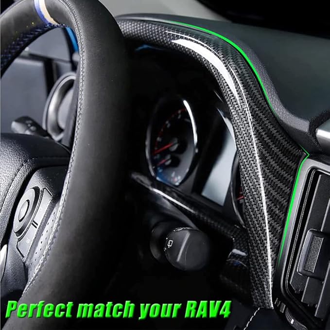 BOYUER for Toyota RAV4 2013-2018 ABS Instrument Frame Steering Wheel Panel Dashboard Cover Trim Sticker Car Interior Accessories Decoration Panel Moulding Trims (Red)