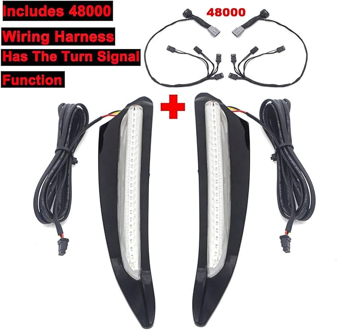 Motorcycle LED Lights Vent Trim Turn Signal Led Lighted Fits for Honda Goldwing GL1800 F6B 2018 UP 2019 2020 2021 Motorbike NAV Lighting with 48000 Wiring Harness (Black)