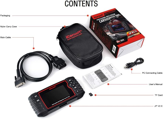 iCarsoft JP V2.0 Diagnostic Scan Tool for Japanese Vehicles Toyota/Lexus/Scion/Isuzu/Nissan/Infiniti/Mitsubishi/Honda(Acura)/Mazda/Subaru +Oil Reset +EPB+BMS+DPF+SAS+ETC+BLD+INJ