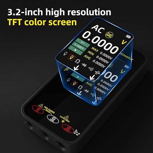 BSIDE Portable Digital Multimeter 20000 Word mV Voltmeter Rechargeable 3.2'' TFT Screen Compact Multimeter with Recording Mode Measure Resistance Capacitance Diode Max Min Ave Calculation