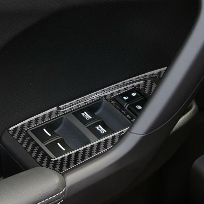 Black Soft Carbon Fiber Automotive Interior Window Lift Set 6/Piece Decorative Stickers Suitable for Acura TSX 09-14 Carbon Fiber Automotive Interior