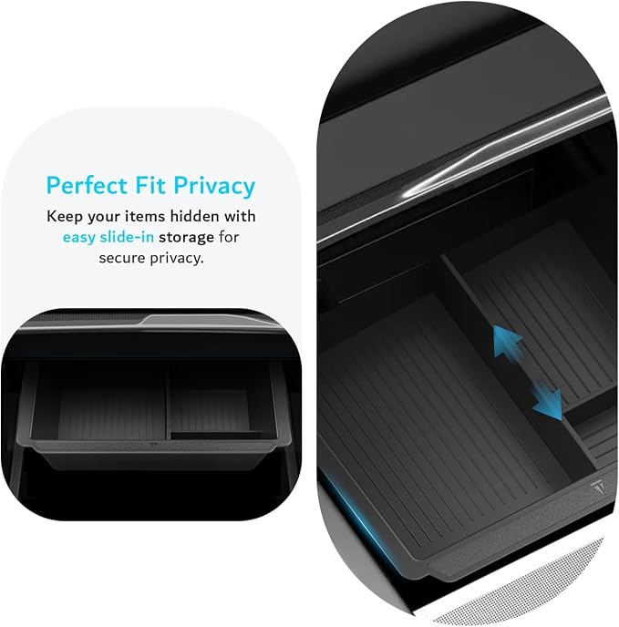 TUDIA Center Console Tray for Tesla Model 3 2025/2024 (Highland) & Model Y 2025/2026 (Juniper) + Tesla Key Card Holder with Air Tag Slot [NOT Compatible with Model 3 2021-2023] Bundle Set