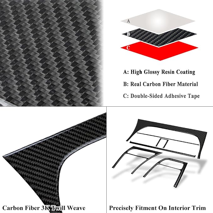 AeroBon TL Real Carbon Fiber Interior Trim Overlay Compatible with 2004-2008 Acura TL, 6-Piece AC Air Vent Outlet Cover Set