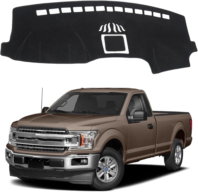 KUST Black Dash Cover for Ford F-150 F150 2015-2020 (Without HUD)(Not fits for 2018 F150 Dashboard Without Speaker in Center Bin) Dashboard Cover Non-Slip Interior Accessories for F-150 F150 No Glare