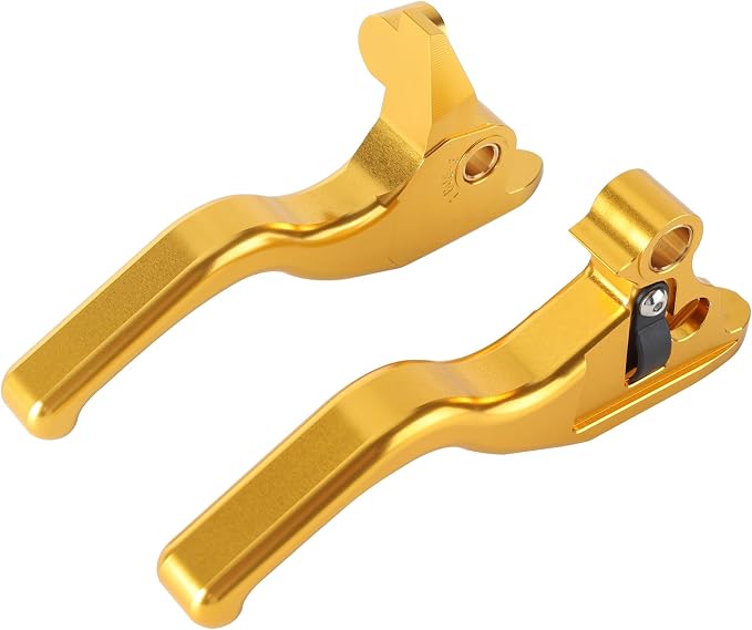 3 Finger 5.9" CNC Shorty Hand Control Lever Kit Brake Clutch Levers Fit for Harley Touring Electra Glide Highway King Ultra Limited 2008-2013, 2021-2024(Gold)