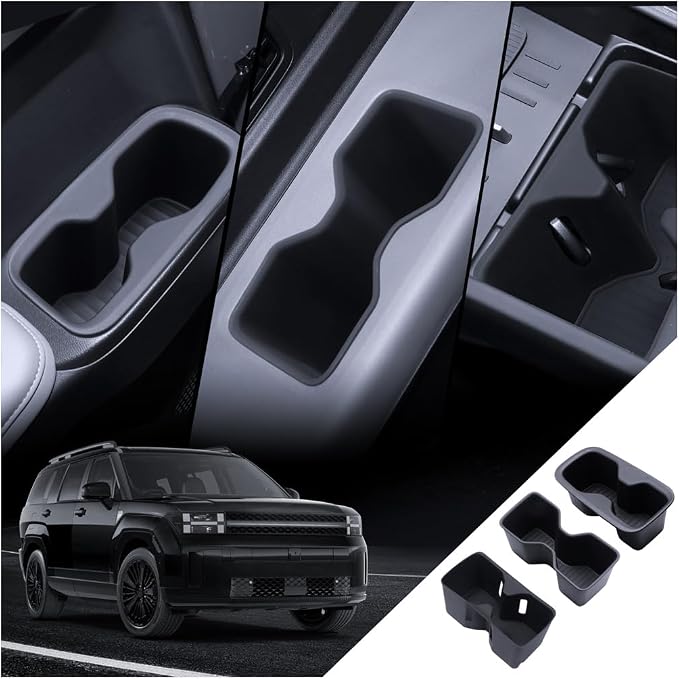 for Santa Fe Cup Holder 2024 2025 2026 Santa Fe Hybrid Accessories 5 Pcs Set Center Console + Second Door + Third Row Cup Holder Insert