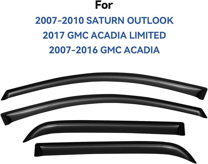Window Visors Rain Guards Shield for 2007-2016 GMC Acadia, Out-Channel Window Vent Wind Deflectors Visors Shades for 2007-2010 Saturn Outlook 2017 Acadia Limited