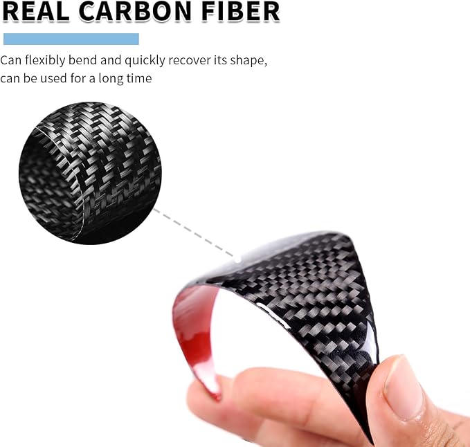 Real Soft Carbon Fiber Car Center Console Gear Shift Panel Decorative Stickers,for Toyota Tundra 2007-2013,2PCS (Black)