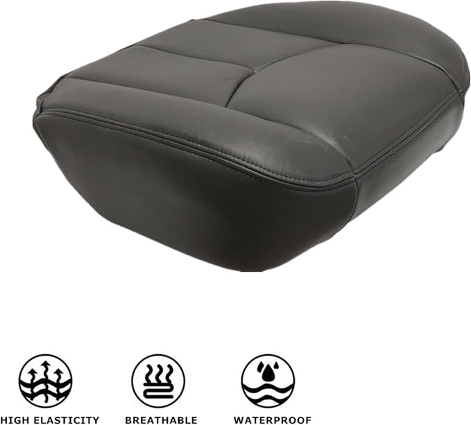 4pcs Driver & Passenger Side Bottom & Top Lean Back Leather Seat Covers Dark Gray #692 or 69i Compatible with Chevy GMC Silverado Avalanche Sierra Tahoe Suburban Yukon 2003 2004 2005 2006