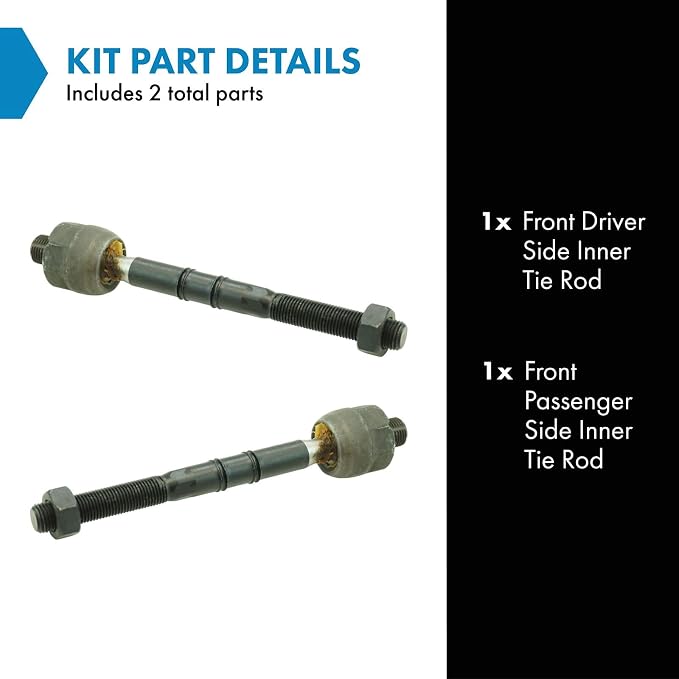 TRQ Inner Driver and Passenger Side Tie Rod Set 2 Piece Compatible with 2003-2006 Mini Cooper 2007-2008 Mini Cooper Convertible