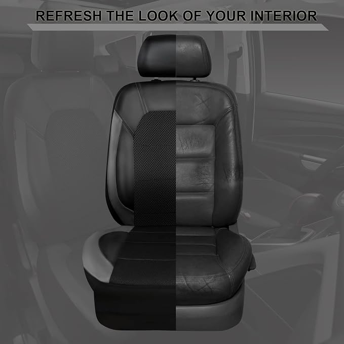 CAR PASS Leather Seat Covers, Automotive Sport Car Seat Cover Super 5mm Composite Sponge Inside, Airbag Compatible Universal Fits Most Cars, SUVs, Trucks and Vans (Full Set,Black & Gray)