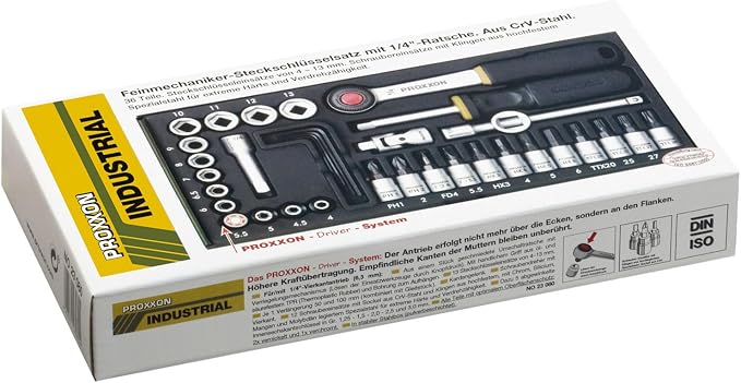 PROXXON (23080 36 Piece Socket Set with 1/4 inch Square Drive