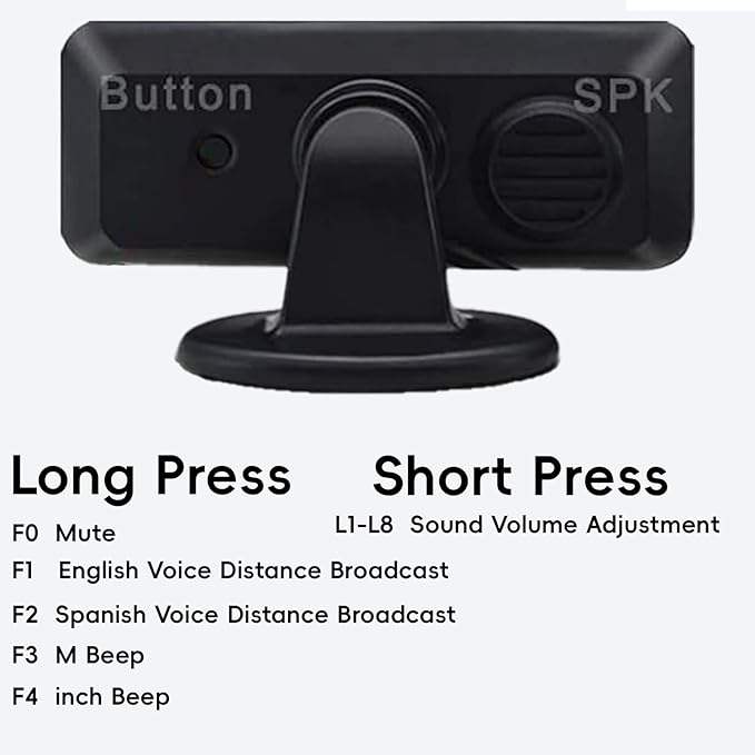 Backup Parktronic System Car Auto Vehicle Reverse with 8 Parking Sensors kit, LCD Display, Distance Detection (Meter/Foot Switchable), Buzzer Alarm and Voice Prompt Function（Dark Grey）