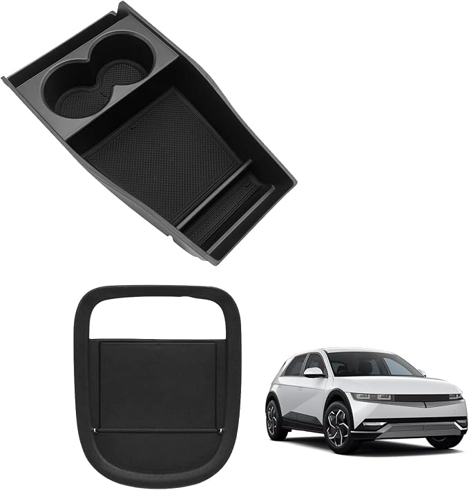 BestEvMod Lower Dash Cover & Lower Center Console Organizer Cup Holder Tray Compatible with Hyundai Ioniq 5 2022-2024