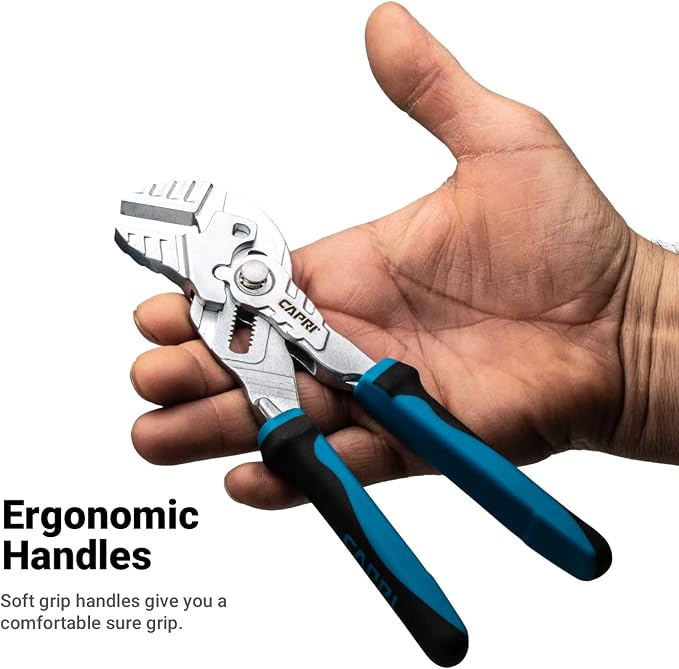 Capri Tools CP22300-10 Pliers Wrench, Smooth Parallel Jaws with Soft Grip Non-Slip Handle, 10" Length