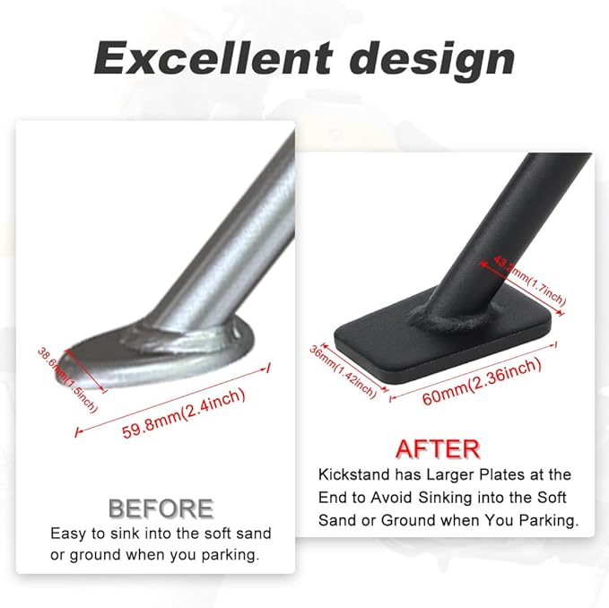 Xitomer 0-3 inch Adjustable Kickstand Fit for KLX300 2021-2023 / KLX250S 2009-2014 / KLX250 2020 2019 2018-2020, Motorcycle Adjustable Side Stand