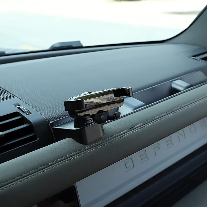 PIUGILH Aluminum Alloy Car Center Console Mobile Phone Holder for Land Rover Defender 90 110 2020-2022 with Glove Box Dash Storage Organizer Car Accessories