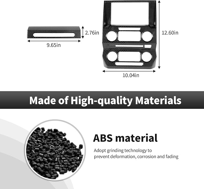 CheroCar Black Carbon Fiber Central Control Navigation & Emergency Light Control Panel Trim Cover Kit Fit for Ford F150 2015-2020 Hazard Light Switch & GPS Screen Surround Decorative Bezels