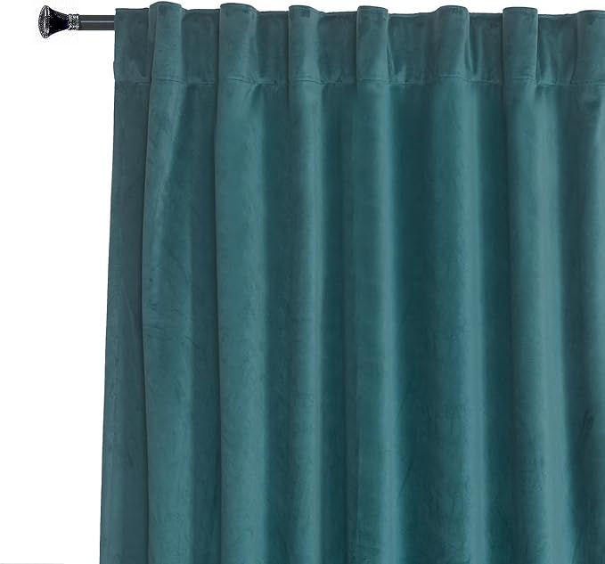 Roslynwood Luxury Soft Teal Blue Velvet Curtains 90 inches Long Back Tab Thermal Insulated Blackout Window Drapes for Living Room/Bedroom/Dining Room, W52 x L90, 2 Panels