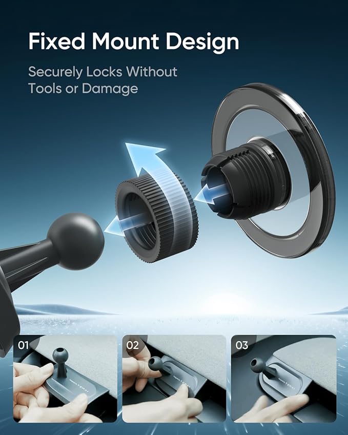 Magnetic Phone Mount for Tesla Model Y Juniper 2025 - Driver-Side Vent Fixed MagSafe Phone Holder, 360° Adjustable Strong Magnet Car Phone Mount with One-Handed Operation Tesla Model Y Accessories