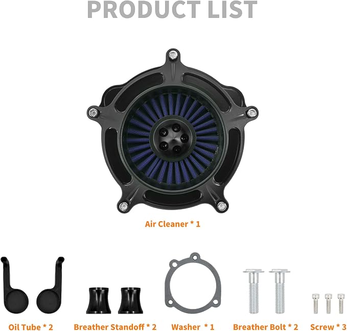 Air Cleaner Filter Aluminum Fit for Harley Touring Road King Street Glide Softail Sportster Dyna (Black Housing Blue Element, A For Sportster XL 04-22)