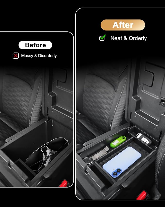 Center Console Organizer For 2022-2026 Nissan Pathfinder - Armrest Box Storage Tray Compatible with 2022-2026 Pathfinder Accessories - Center Console Armrest Organizer Solid ABS With Anti-Slip Mat