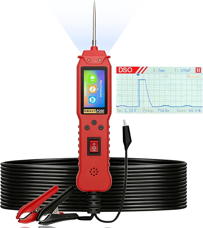 Automotive Circuit Tester, Power Circuit Probe Short Finder with Multimeter & Oscilloscope, 0-36V DC/AC Voltage, PWM Drive, Component Activation, Tester Electric 16.4FT Cable for Car Truck RV