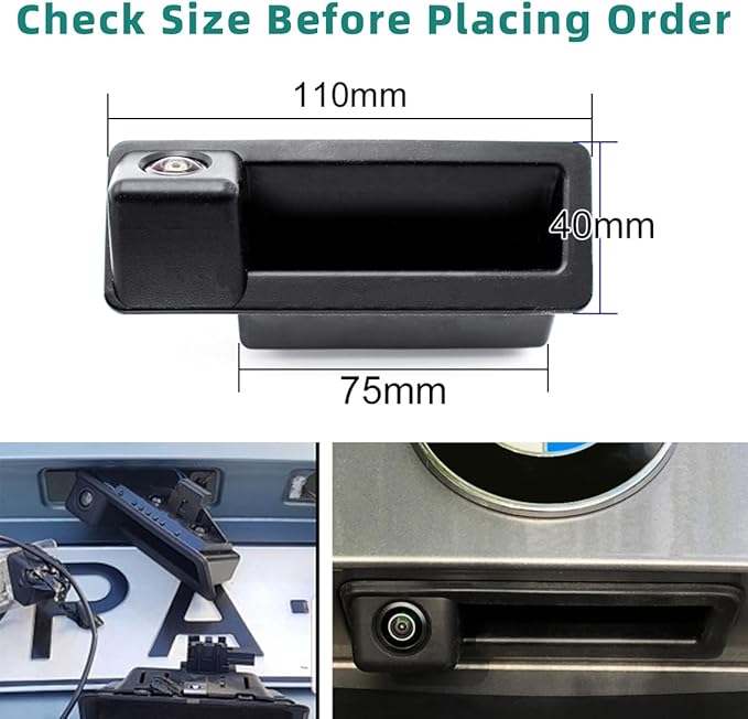 GreenYi AHD 720P Vehicle Backup Camera for BMW E82 E88 E84 E90 E91 E92 E93 E70 E60 E61 E39 3 5 X5 X6, Car Rear View 170 Fisheye Lens IP68 Waterproof Trunk Handle Camera