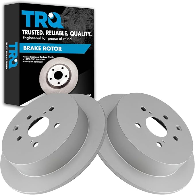 TRQ Rear Brake Rotor Set G Coated Solid Compatible with 2010-2015 Lexus RX350 RX450h 2014-2019 Toyota Highlander 2011-2020 Sienna