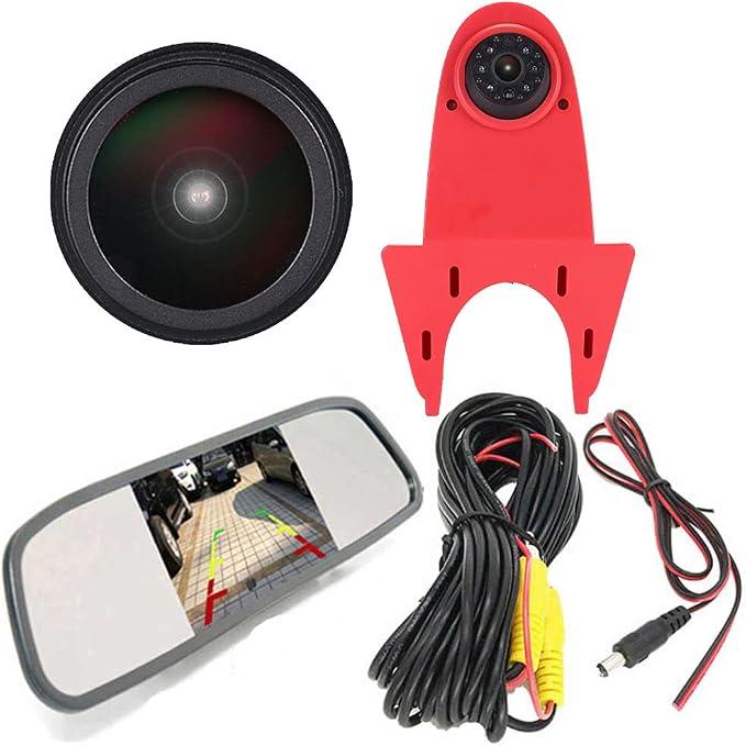 Caros 1280x720 Pixels 1000 TV Line 3rd Third Brake Light Reversing Camera Brake lamp Parking Camera Replacement VW Crafter 2017 Man TGE ab 2017 Back up Waterproof Night Vision+4.3inch Reverse Mirror