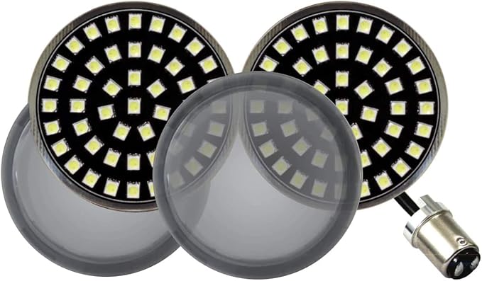 Eagle Lights Generation II Midnight Edition 2 Inch Front LED Turn Signals with White Running Lights - Smoked Lenses Compatible with Harley Davidson Motorcycles