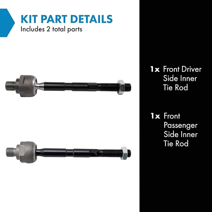 TRQ Front Inner Tie Rod Set 2 Piece Compatible with 2006-2011 Kia Rio 06-11 Rio5