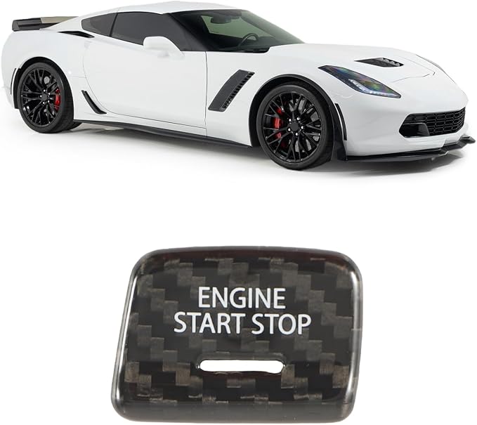 Real Carbon Fiber Push Start Button Cover Compatible with Corvette C7 2014–2019