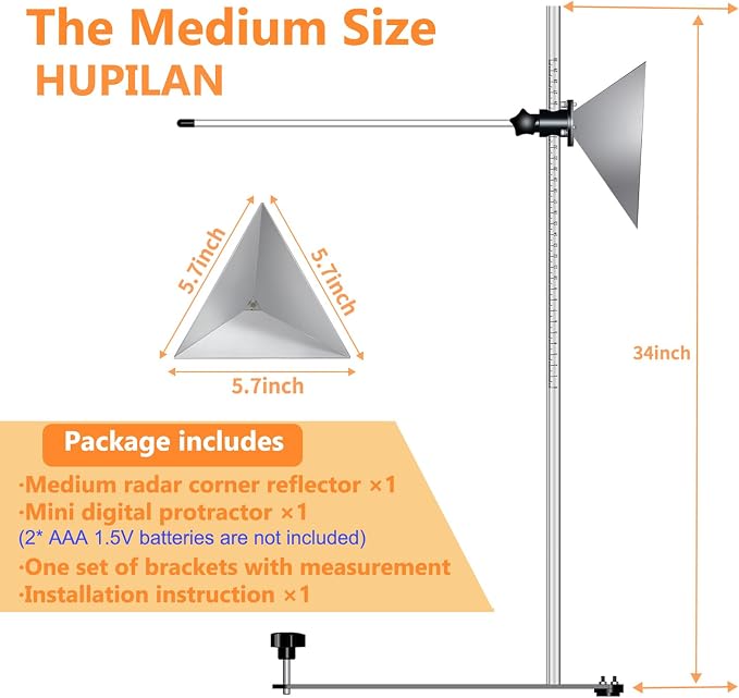 ADAS 5.7in Radar Corner Reflector Target with Stand & Digital Angle Finder | Stand with 0-30cm Scale ADAS Calibration Tool Compatible with Honda Toyota Mazda Kia Ford GM Hyundai Regular Size Vehicle Car