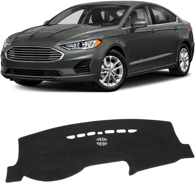 KUST Black Dash Cover for 2013-2020 Ford Fusion (S, SE, Titanium, Hybrid, Sport, Platinum, Energi) Non-Slip Dashboard Cover Interior for Ford Fusion Accessories Custom Fit Dash Mat