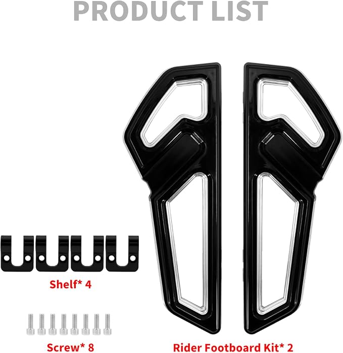 Driver Floorboards Rider Front Footboards Pedal Foot Peg Fit For Harley Touring Road King Road Glide Electra Glide Street Glide Softail Dyna Black base Chrome frame