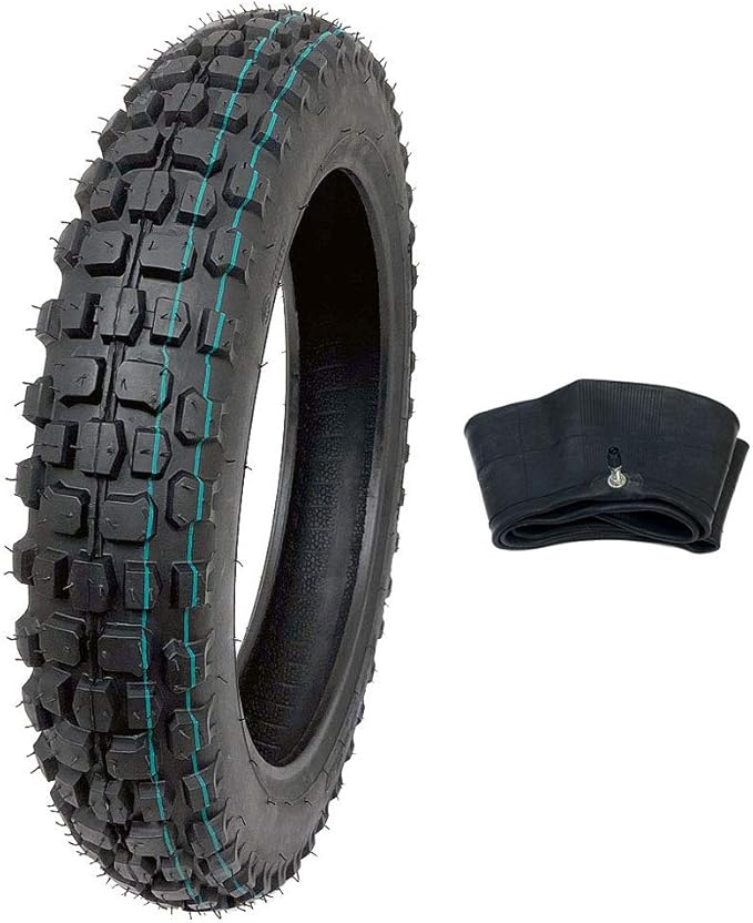 MMG Combo Tire and Inner Tube Size 3.00-12 Front or Rear Knobby Tread, Motorcycle Trail Off Road Dirt Bike Motocross Pit