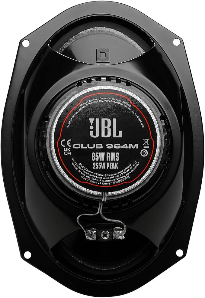 JBL Club 964M - 6"x9" (152mm x 230mm) Three-Way Car Speaker, 85W RMS, 255W Peak, Sensitivity (@ 2.83V): 93dB, Frequency Response: 50Hz – 20kHz, Nominal Impedance: 3.0 ohms