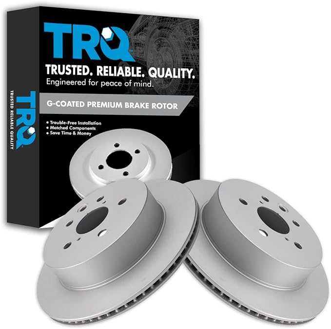 TRQ Rear Brake Rotor Set G Coated Solid Compatible with 2006 Lexus GS300 2007-2011 GS350 2006-2007 GS430 2007-2011 GS450h 2008-2011 GS460 2010-2015 IS250 2006-2015 IS350