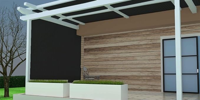 Shatex 90% 8x15ft Sun Shade Fabric for Pergola Cover Porch Vertical Screen, Black